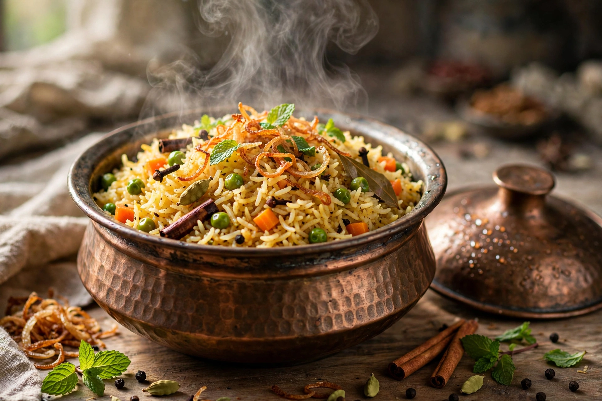 Vegetable Pulao — fragrant basmati rice with mixed vegetables